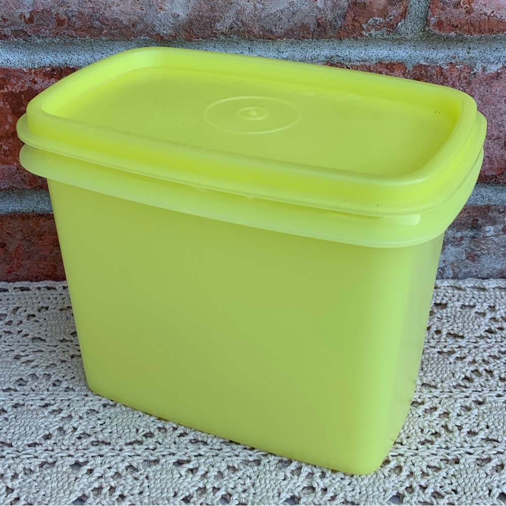 Vintage Lemon Yellow Tupperware Storage Container 1243-3 with Lid 1244-3